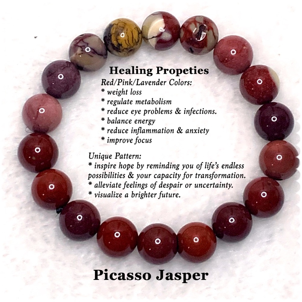Picasso Jasper 10mm Beaded Stretchy Bracelet